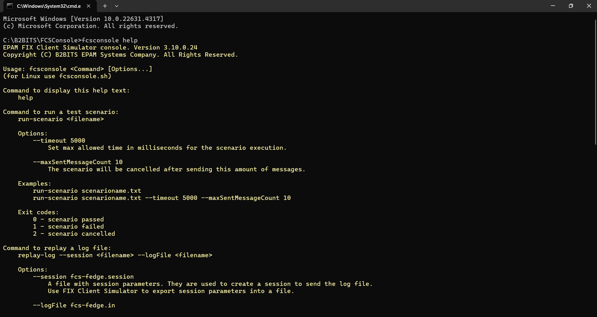 FIX Client Simulator Console